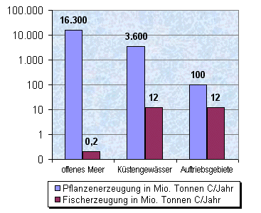 Pflanzen- und Fischerzeugung in den Ozeangebieten