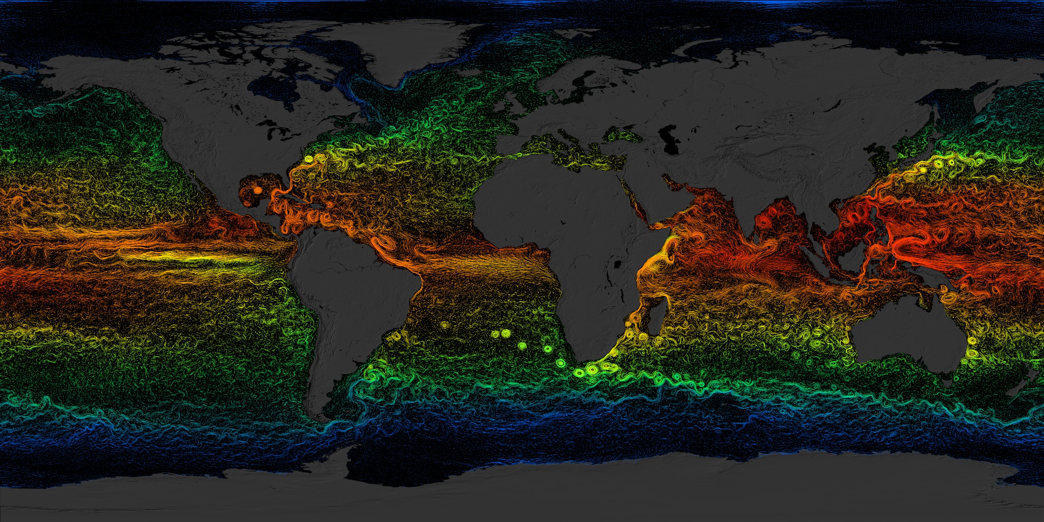 Visualisierung der oberflächennahen Meeresströmungen