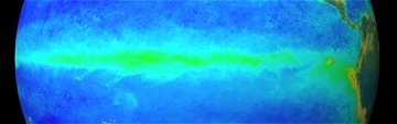 Ozeanfarbe am Äquator im Ostpazifik im Juli 1998: hohe Chlorophyll-Konzentration