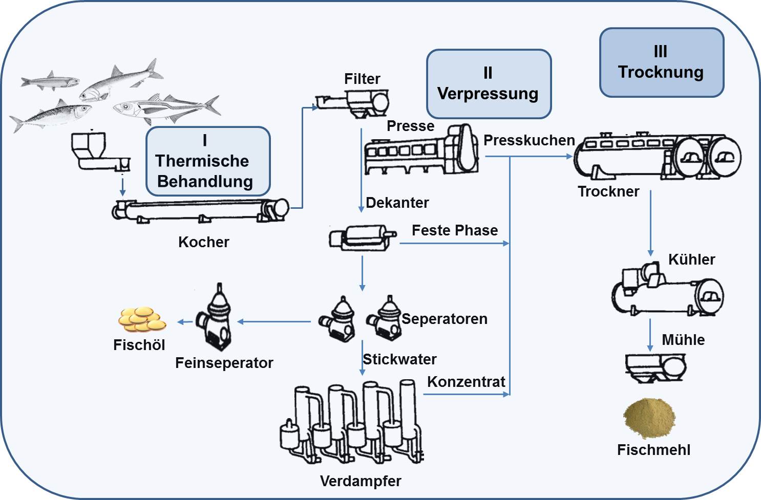 Fischmehl - Produktionsprozess