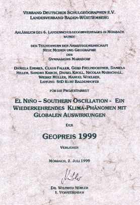 Urkunde zum Geopreis 1999