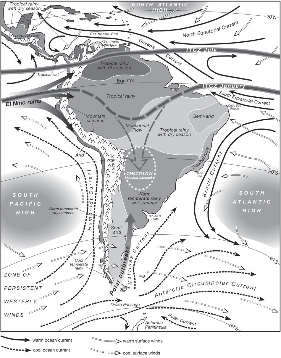 Klimaregionen und Klimaeinflüsse in Südamerika