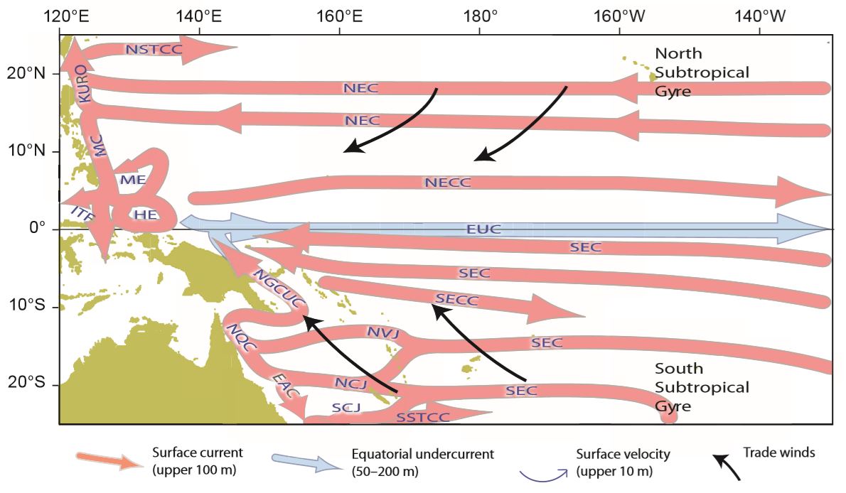 Pacific Main Ocean Currents