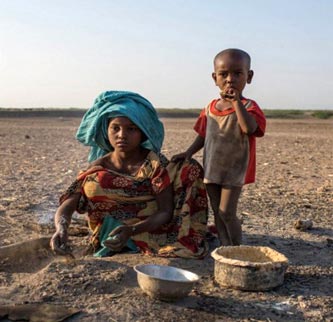 Dürre in Äthiopien 2015 - Bereitung einer kargen Mahlzeit